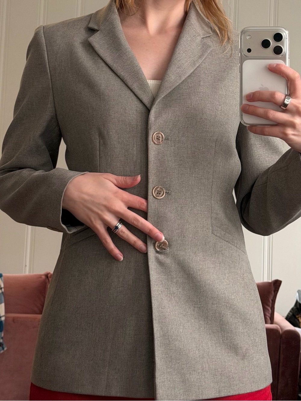 Women's Taupe Tailored Blazer Jacket